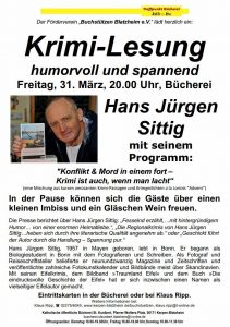 Vergnügliche, spannende Krimilesung mit Hans Jürgen Sittig