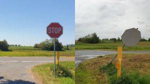 Neue Farbe für Stop-Schild